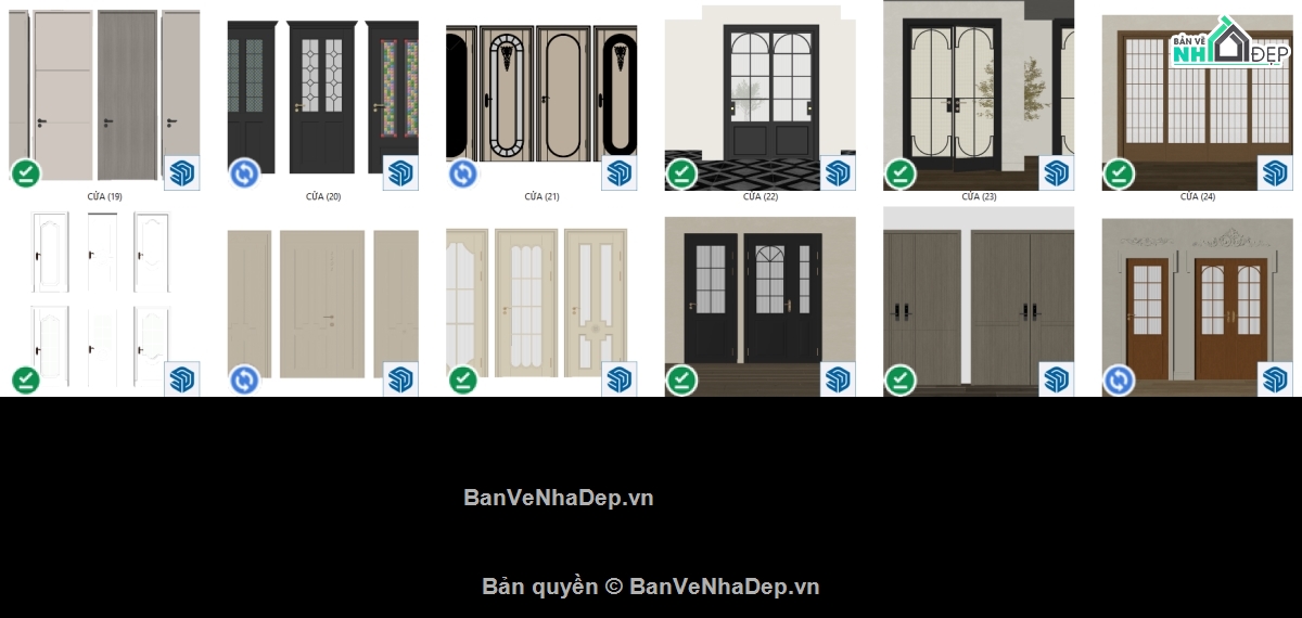 cửa đi,model cửa sketchup,thư viện cửa gỗ từ cổ điển đến hiện đại,thư viện cửa gỗ đầy đủ
