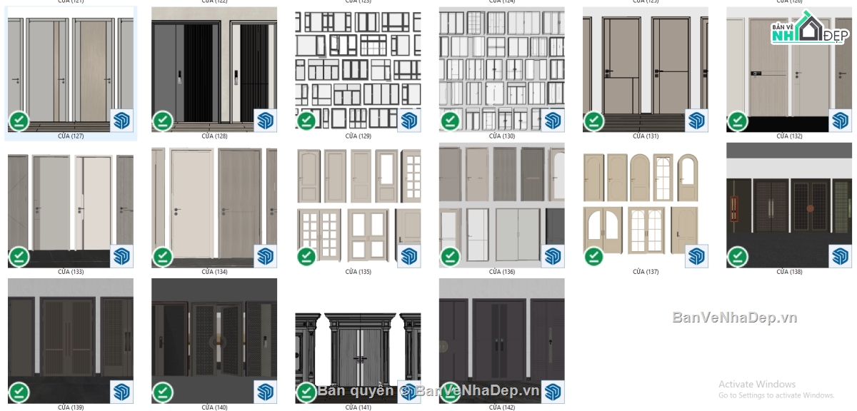 cửa đi,model cửa sketchup,thư viện cửa gỗ từ cổ điển đến hiện đại,thư viện cửa gỗ đầy đủ