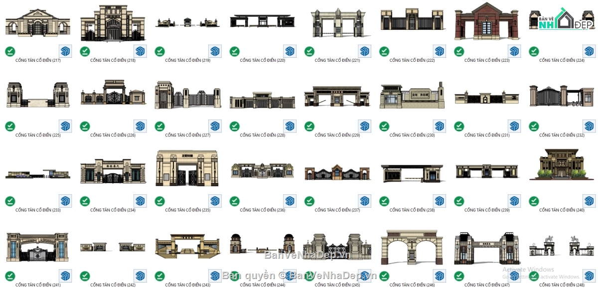 cổng sketchup,mẫu cổng sketchup,Thư viện sketchup,cổng tân cổ,tân cổ điển sketchup