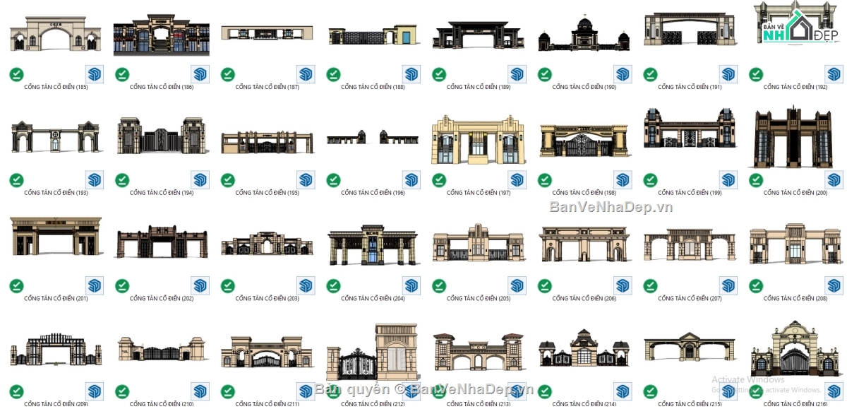 cổng sketchup,mẫu cổng sketchup,Thư viện sketchup,cổng tân cổ,tân cổ điển sketchup