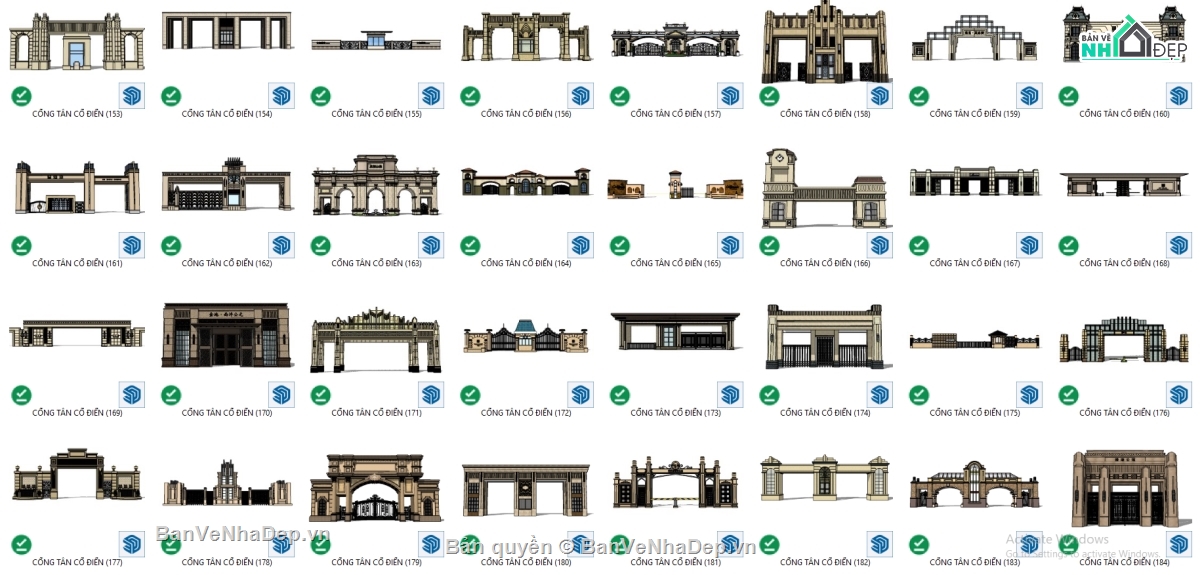 cổng sketchup,mẫu cổng sketchup,Thư viện sketchup,cổng tân cổ,tân cổ điển sketchup