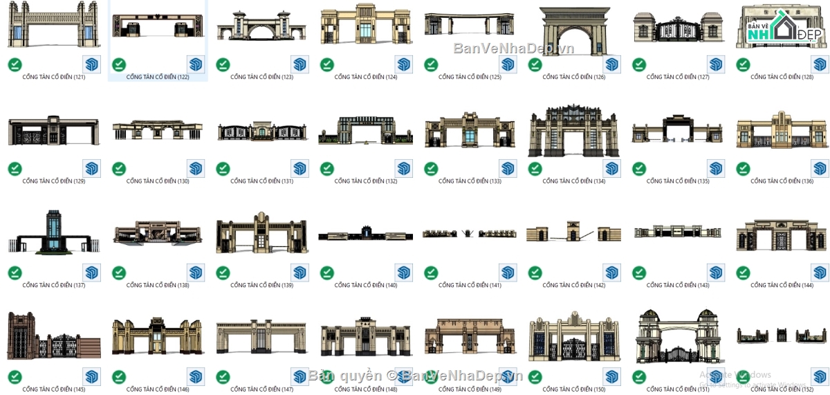 cổng sketchup,mẫu cổng sketchup,Thư viện sketchup,cổng tân cổ,tân cổ điển sketchup
