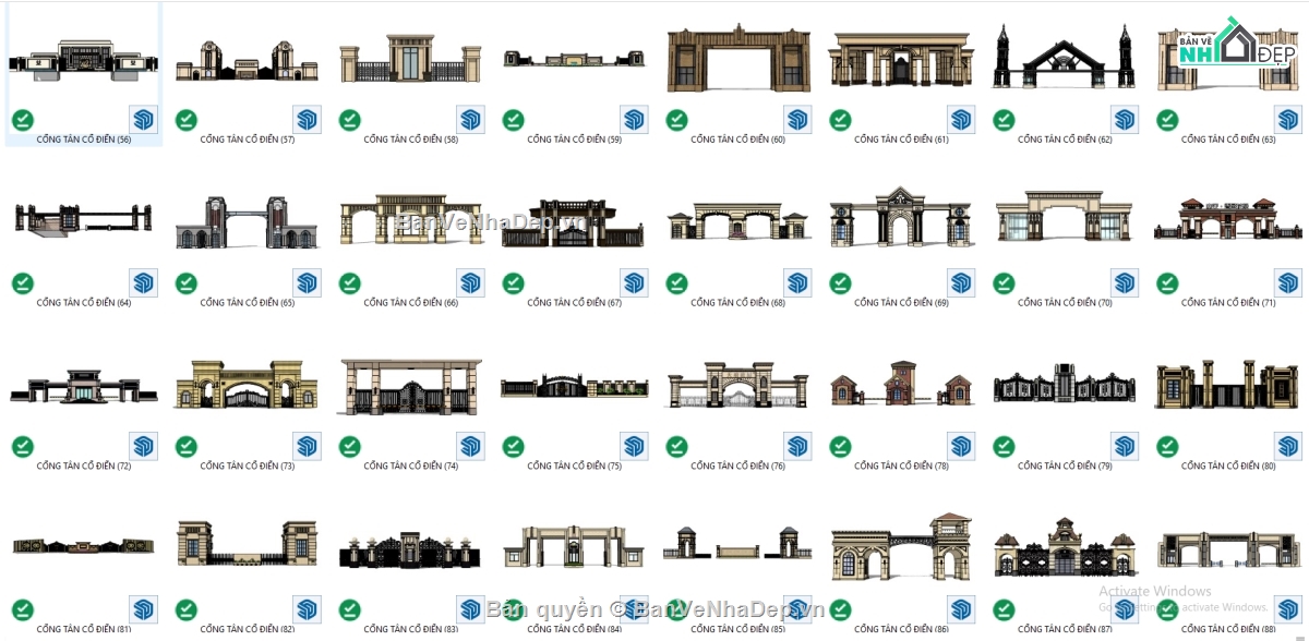 cổng sketchup,mẫu cổng sketchup,Thư viện sketchup,cổng tân cổ,tân cổ điển sketchup