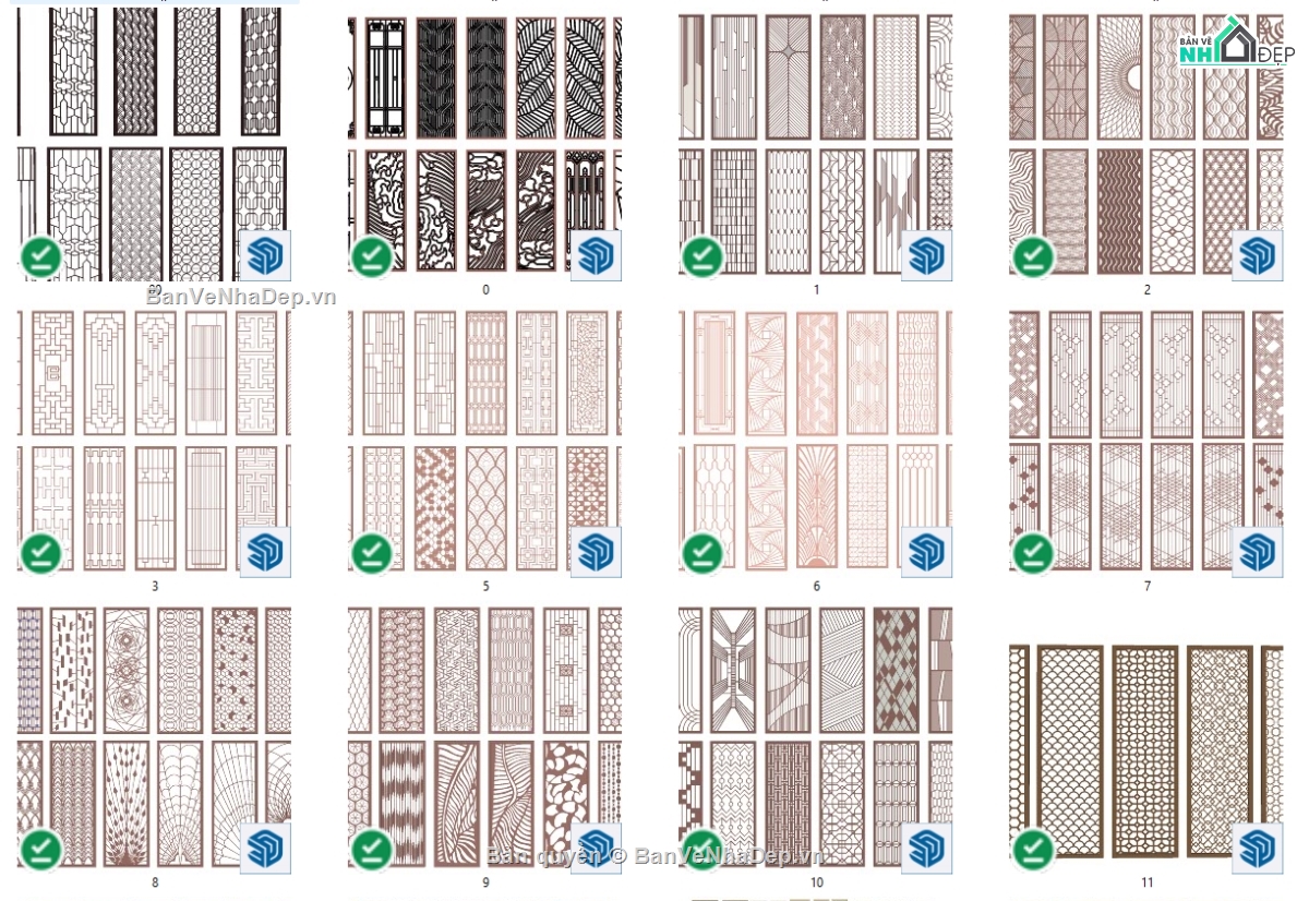 Thư viện vách ngăn CNC,Thư viện sketchup,vách cnc,CNC,file sketchup