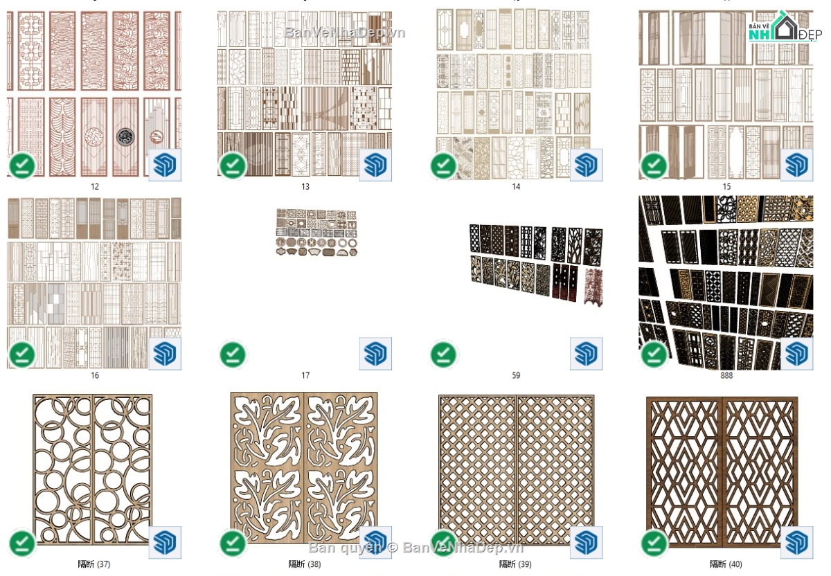 Thư viện vách ngăn CNC,Thư viện sketchup,vách cnc,CNC,file sketchup