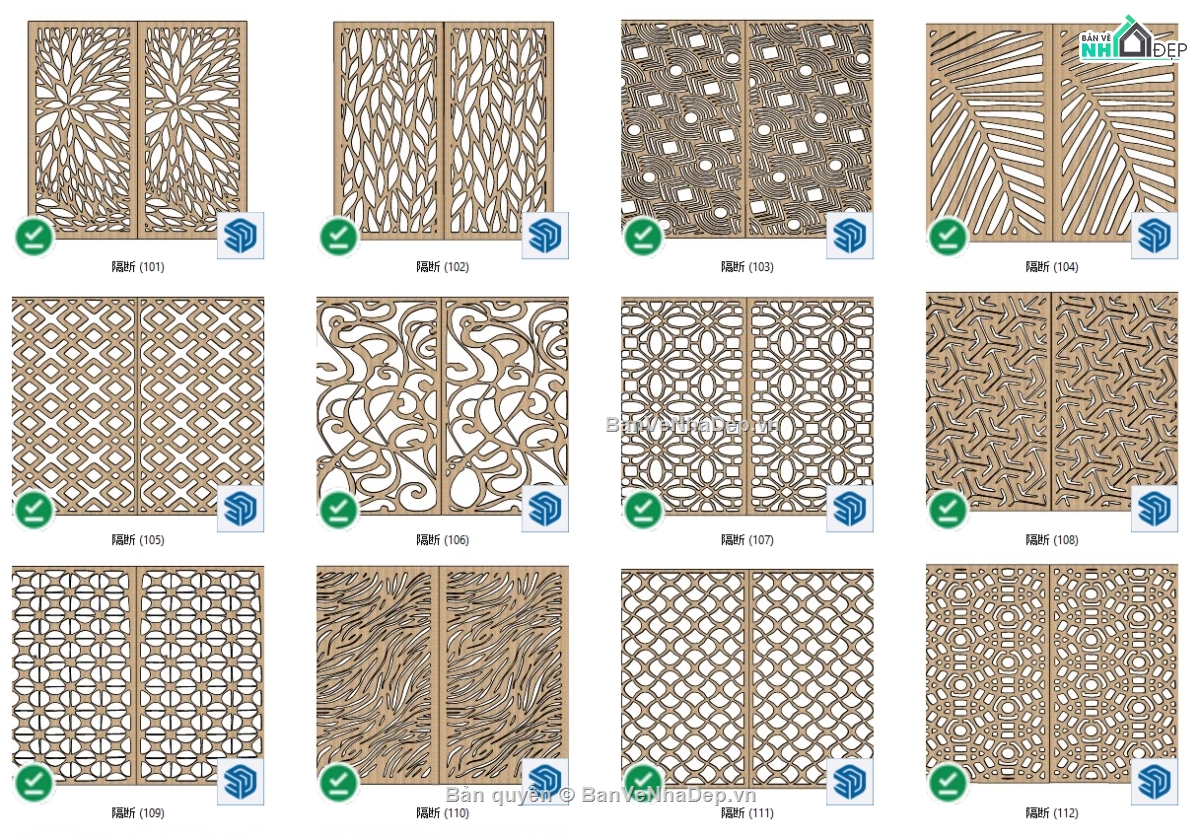 Thư viện vách ngăn CNC,Thư viện sketchup,vách cnc,CNC,file sketchup