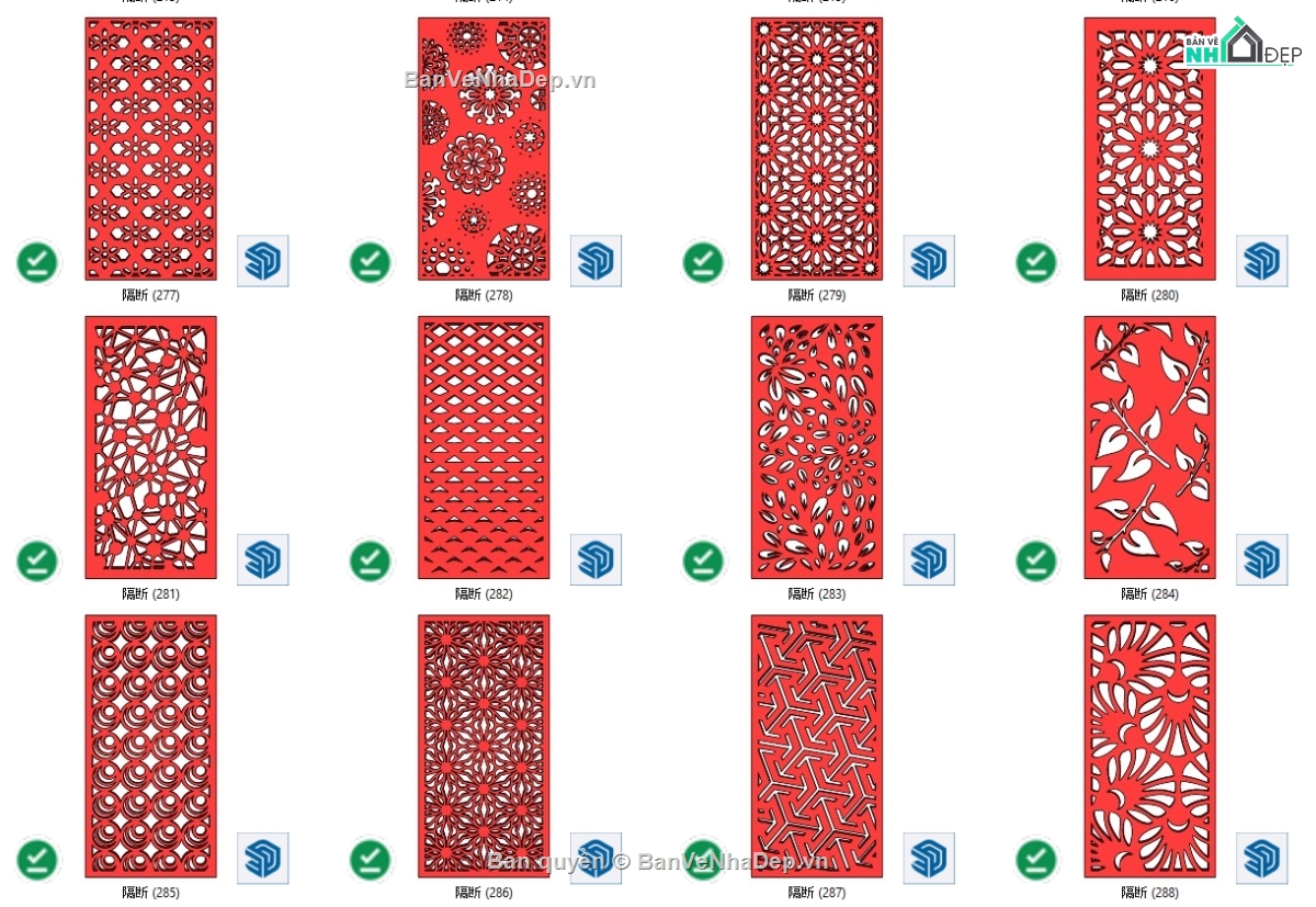 Thư viện vách ngăn CNC,Thư viện sketchup,vách cnc,CNC,file sketchup