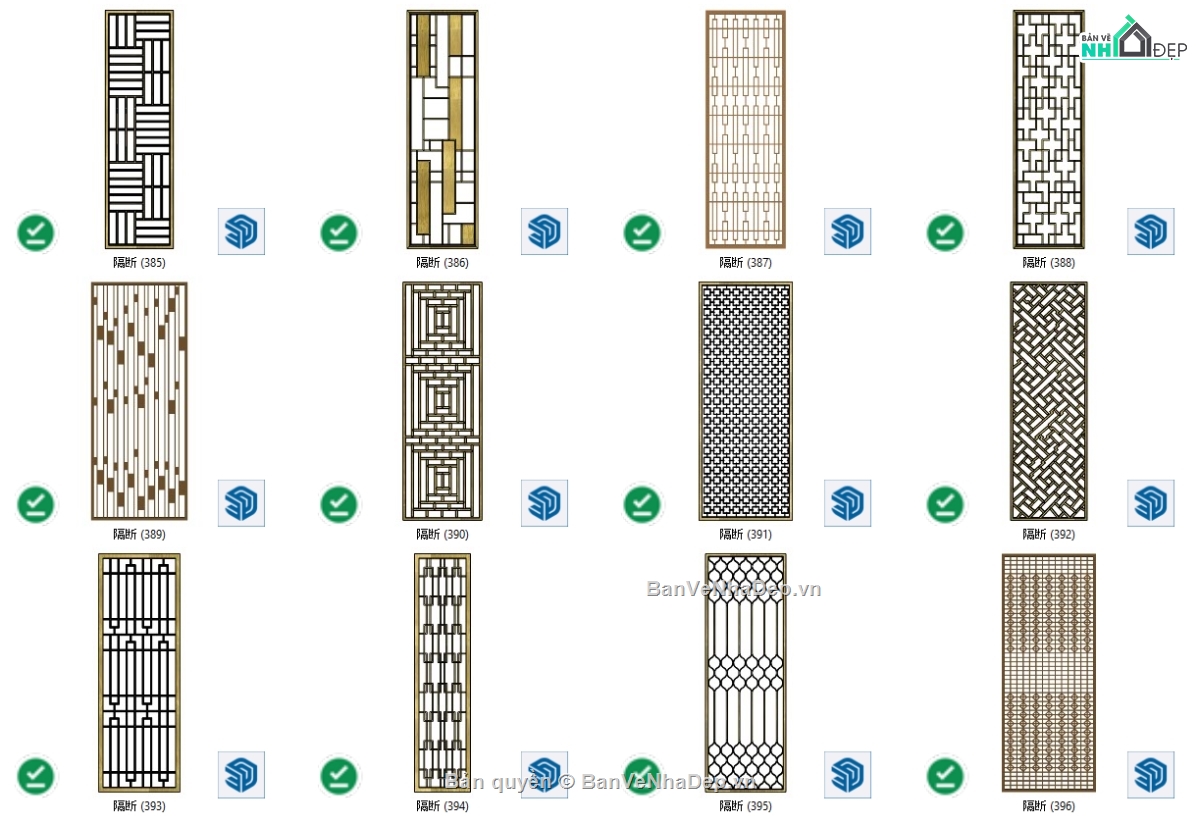 Thư viện vách ngăn CNC,Thư viện sketchup,vách cnc,CNC,file sketchup