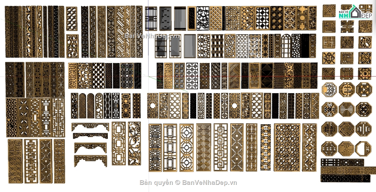 Thư viện vách ngăn CNC,Thư viện sketchup,vách cnc,CNC,file sketchup
