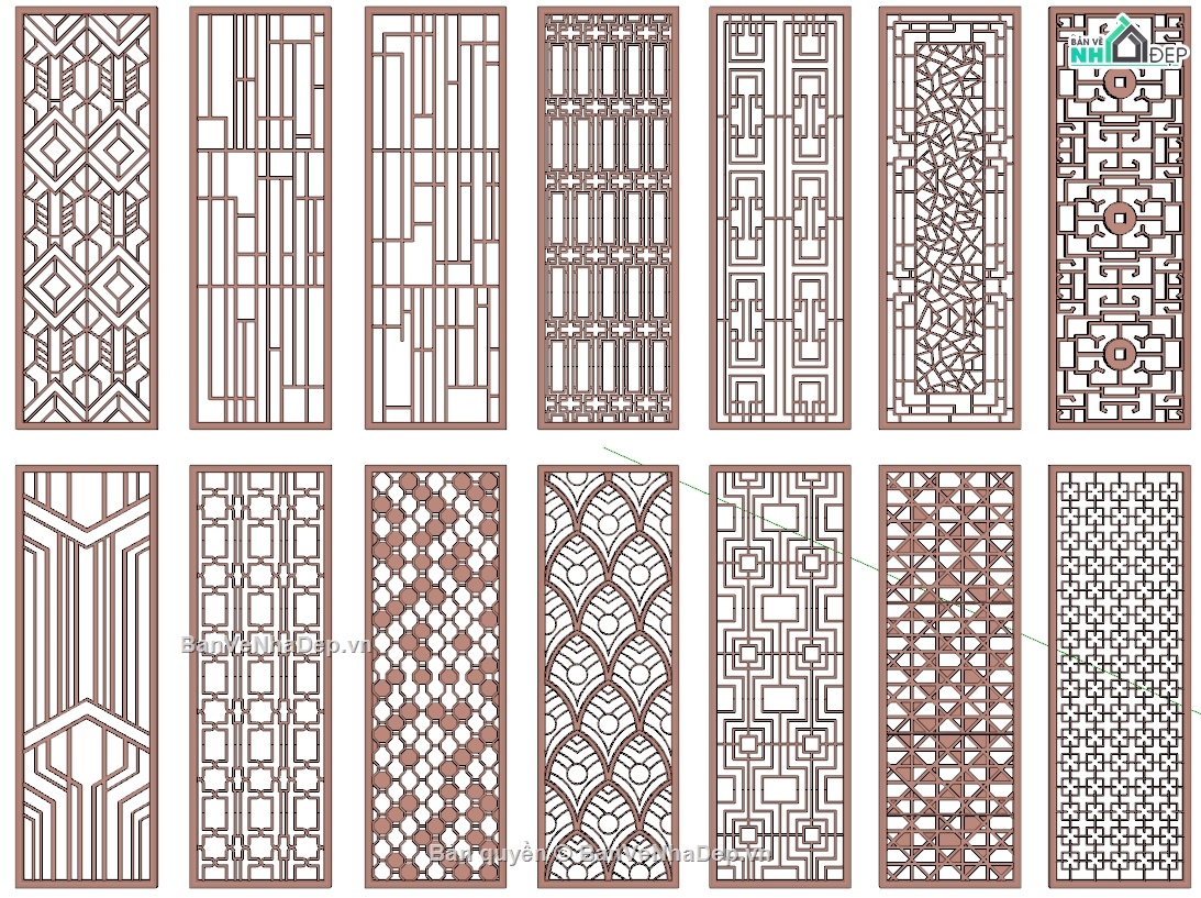 Thư viện vách ngăn CNC,Thư viện sketchup,vách cnc,CNC,file sketchup