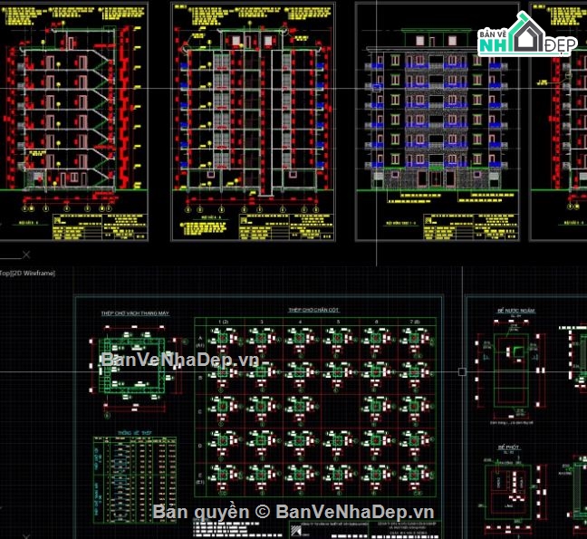 chung cư 7 tầng 1 tum,file cad chung cư,chung cư file cad,cad chung cư