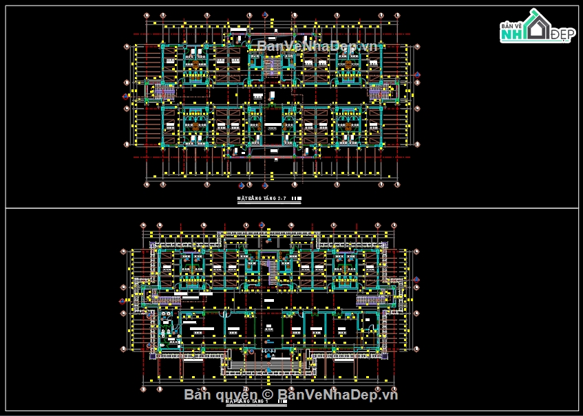 tòa nhà 7 tầng,file cad tòa nhà 7 tầng,tòa nhà 7 tầng file cad