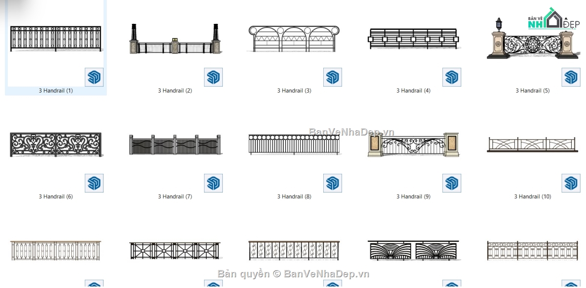 lan can sắt,Bản vẽ sketchup lan can,File model su lan can,Mẫu su lan can