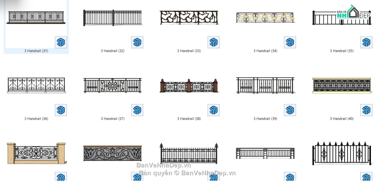 lan can sắt,Bản vẽ sketchup lan can,File model su lan can,Mẫu su lan can