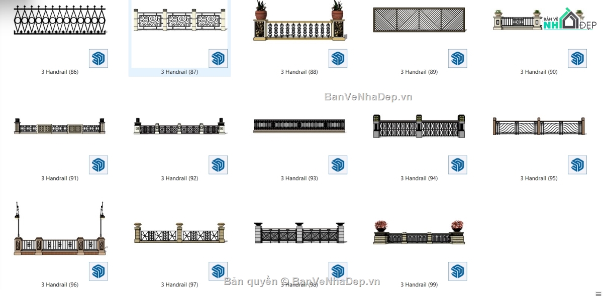 lan can sắt,Bản vẽ sketchup lan can,File model su lan can,Mẫu su lan can