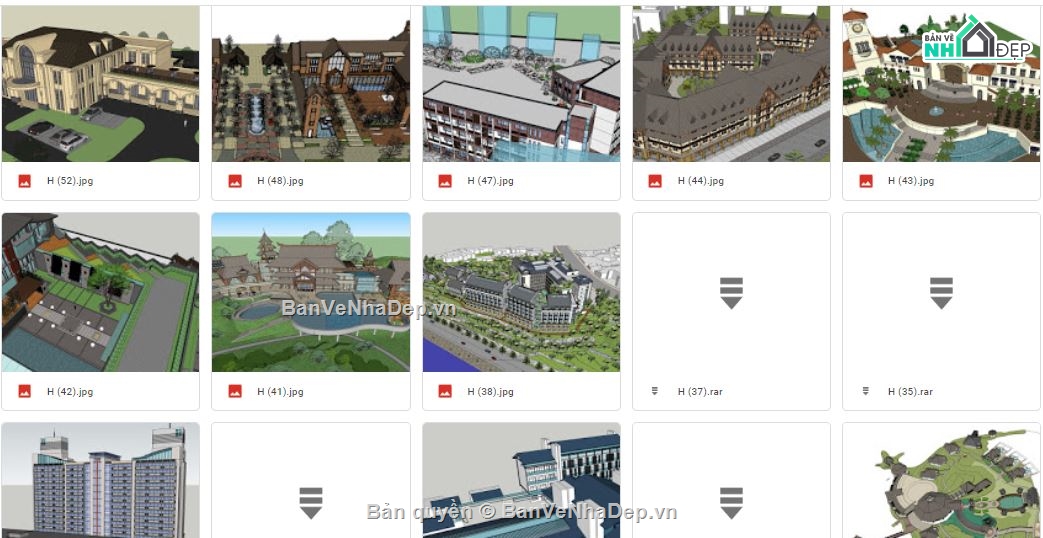 Sketchup Resort,Sketchup khách sạn,Sketchup Khách sạn và Resort,File sketchup Khách sạn và Resort,Tổng hợp sketchup Khách sạn và Resort