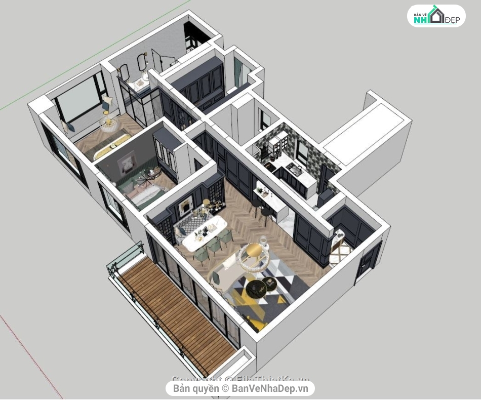 sketchup nội thất,File sketchup nội thất,thiết kế nội thất su,su nội thất