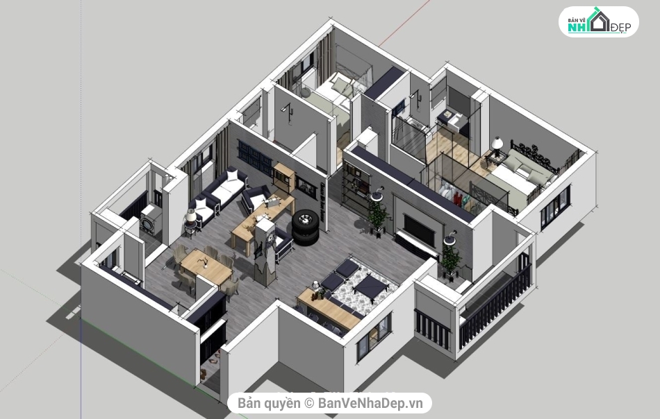 sketchup nội thất,File sketchup nội thất,thiết kế nội thất su,su nội thất