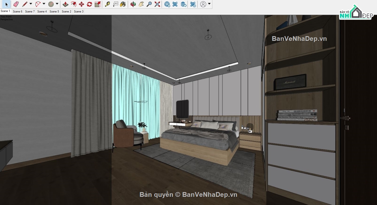 sketchup Phòng ngủ,Phòng ngủ 3D sketchup,Phòng ngủ file sketchup,setting Phòng ngủ,phòng ngủ sketchup