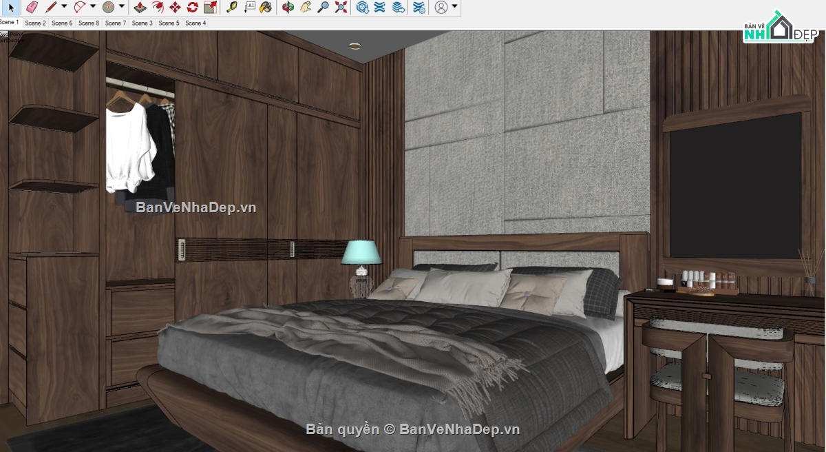 sketchup Phòng ngủ,Phòng ngủ 3D sketchup,Phòng ngủ file sketchup,setting Phòng ngủ,phòng ngủ sketchup