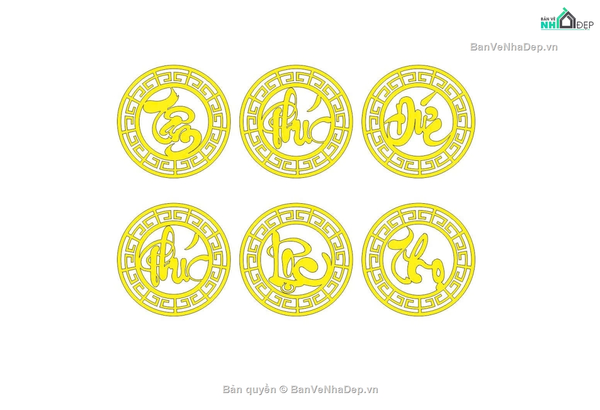 dxf phúc lộc thọ,tâm đức phúc thọ,triện tâm phúc đức