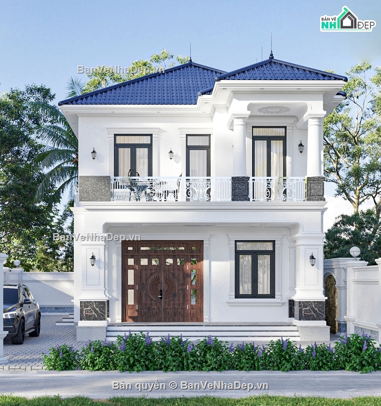 Bản Vẽ Mẫu,Bản vẽ Biệt thự  2 tầng,Bản vẽ  Biệt thự 2 tầng,2 tầng