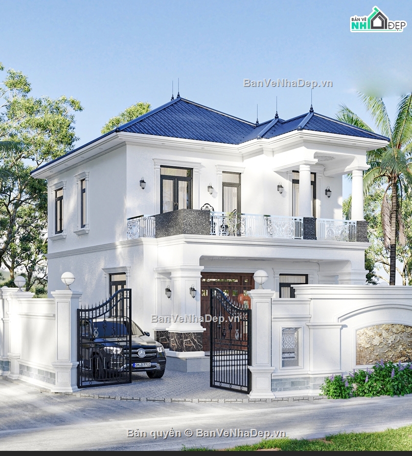 Bản Vẽ Mẫu,Bản vẽ Biệt thự  2 tầng,Bản vẽ  Biệt thự 2 tầng,2 tầng