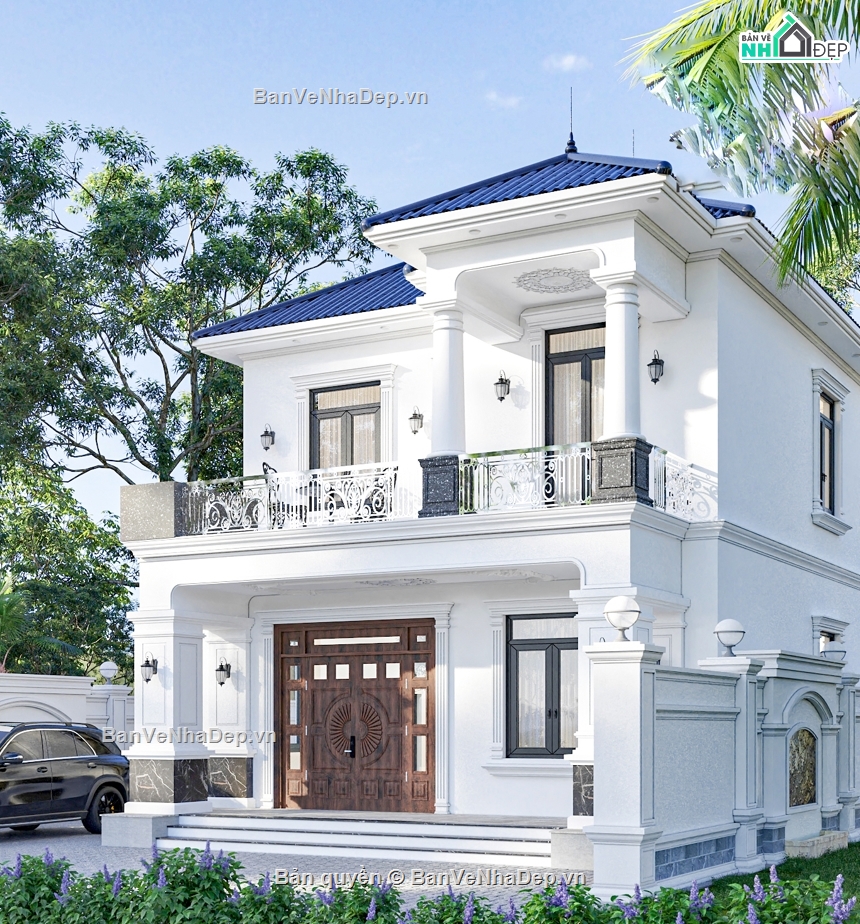 Bản Vẽ Mẫu,Bản vẽ Biệt thự  2 tầng,Bản vẽ  Biệt thự 2 tầng,2 tầng