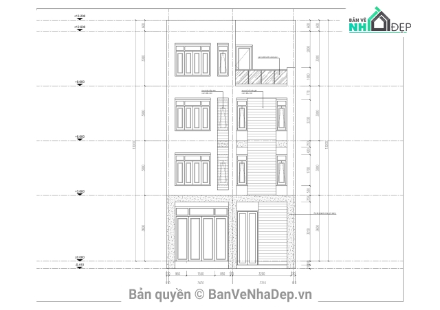 8 bộ bản vẽ CAD nhà phố 4 tầng cực đẹp