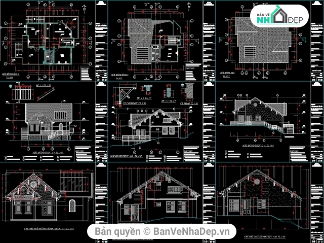 mẫu biệt thự,Biệt thự 1.5 tầng 9.7x11.5m,biệt thự phố núi,bản vẽ biệt thự 1.5 tầng,thiết kế biệt thự 1.5 tầng