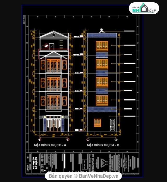 Bản vẽ nhà phố 5 tầng,nhà liên phố,nhà 5 tầng 5.4x15m,thiết kế nhà phố 5 tầng,file cad nhà phố 5 tầng