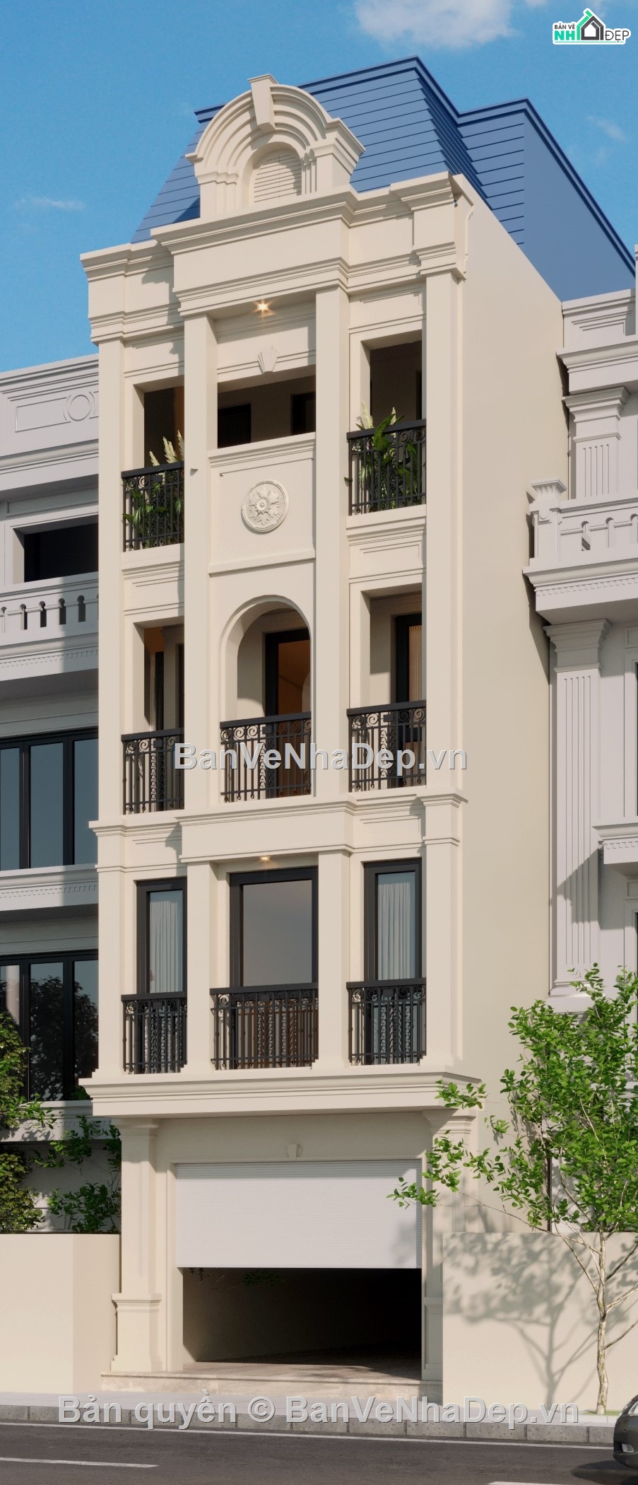 nhà phố 4 tầng,file cad nhà phố 4 tầng,mẫu nhà phố 4 tầng,mặt bằng 4.9x12m