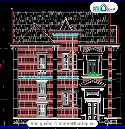 Biệt thự 3 tầng,Biệt thự 13.3x14.4m,thiết kế biệt thự,trọn bộ bản vẽ biệt thự 3 tầng