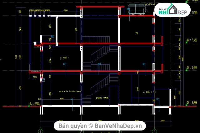 Nhà phố 6x16m,bản vẽ nhà phố 3 tầng,Nhà 3 tầng KT 6x16m,bản vẽ 3 tầng,thiết kế nhà phố 3 tầng