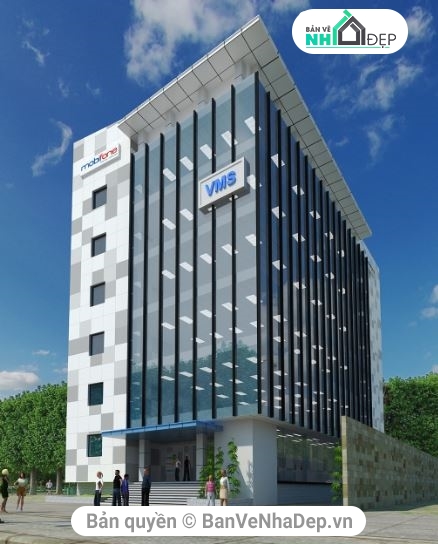 Trung tâm khai thác Mobifone,Mobifone Kiên Giang,Tòa nhà  Mobifone 14.5x30m,bản vẽ trung tâm khai thác mobifone