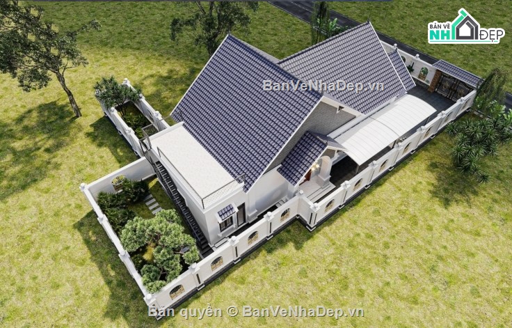 biệt thự 1 tầng,hồ sơ biệt thự,biệt thự 10 x 20m