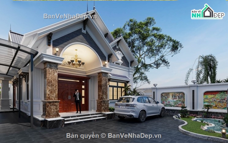 biệt thự 1 tầng,hồ sơ biệt thự,biệt thự 10 x 20m