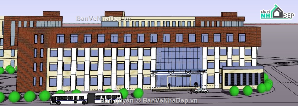 Trụ sở làm việc 4 tầng,file su trụ sở làm việc,trụ sở làm việc file su,sketchup trụ sở làm việc,file sketchup trụ sở làm việc