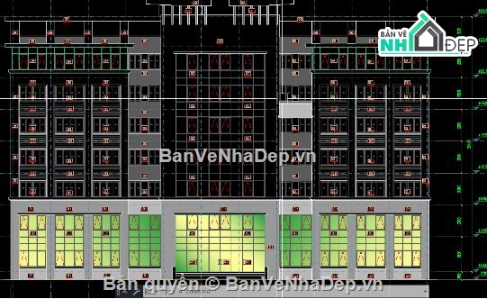 trụ sở làm việc 7 tầng,trụ sở làm việc,file cad trụ sở làm việc