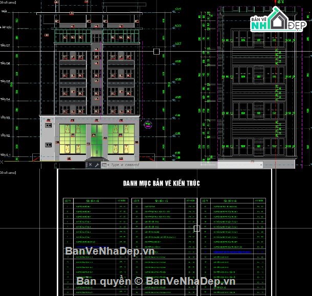 trụ sở làm việc 7 tầng,trụ sở làm việc,file cad trụ sở làm việc