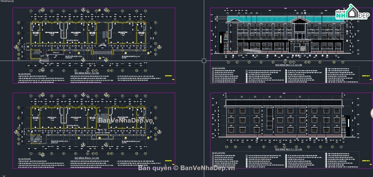 Trường học với quy mô 360 học sinh,Trường học 03 tầng,trường học file cad