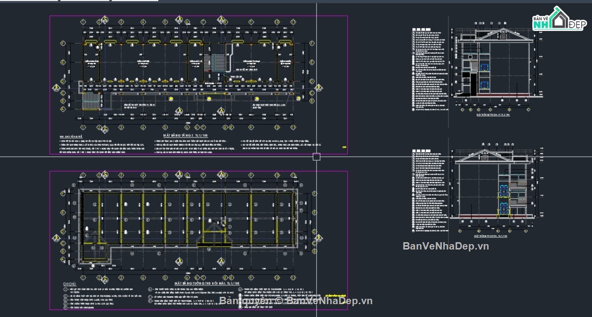 Trường học với quy mô 360 học sinh,Trường học 03 tầng,trường học file cad
