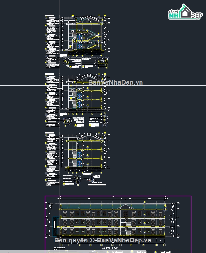 Trường học với quy mô 360 học sinh,Trường học 03 tầng,trường học file cad