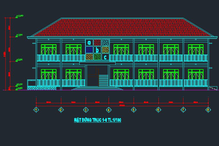kiến trúc trường 2  tầng,trường học  2 tầng,trường mẫu giáo