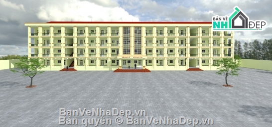 Trường học 2 tầng,trường THCS xuân hòa,trường thcs 2 tầng,file cad trường thcs