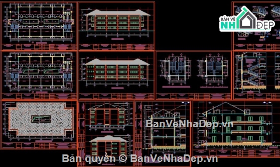 trường THPT,file cad trường THPT,cad trường học