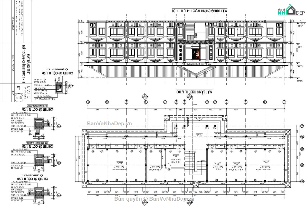 Bản vẽ trường tiểu học,Bản vẽ trường tiểu học An Phước,trường tiểu học file cad,cad trường tiểu học
