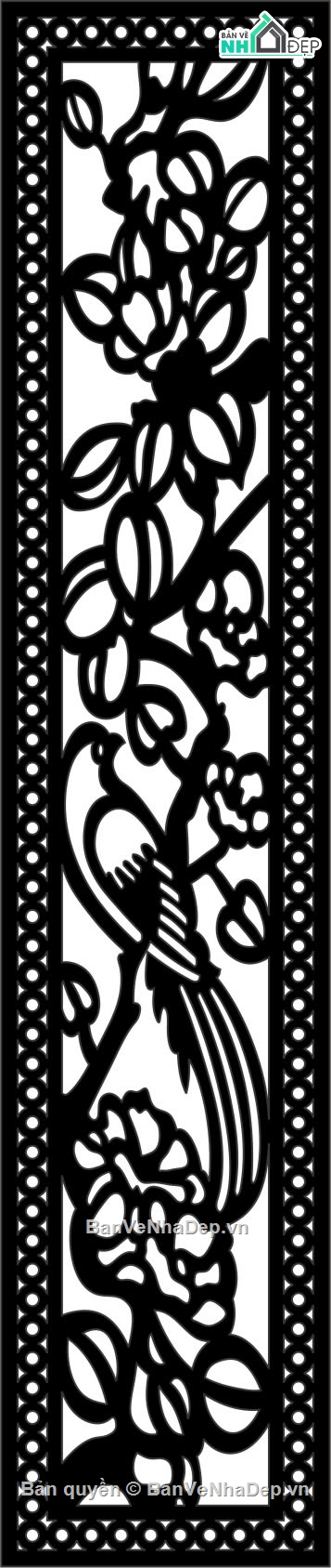 Vách hoa chim,file dxf vách hoa chim,dxf vách hoa chim