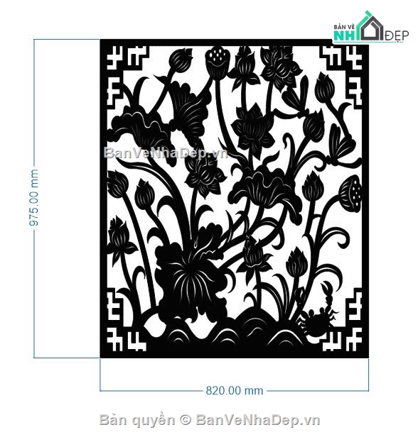 Vách hoa sen,Vách hoa sen đẹp,Vách sen cnc file dxf