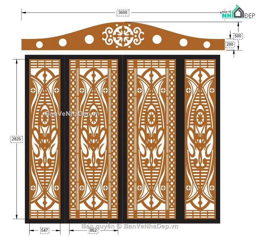 mẫu cổng 4 cánh,mẫu cổng,vòm,file cổng cnc